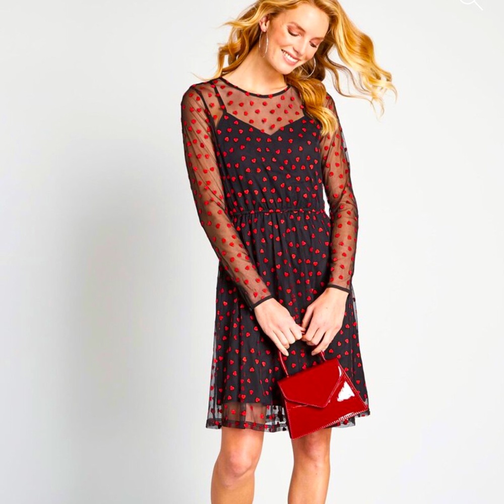NWT ModCloth Dazzle Do It Heart Dress ❤️🖤
